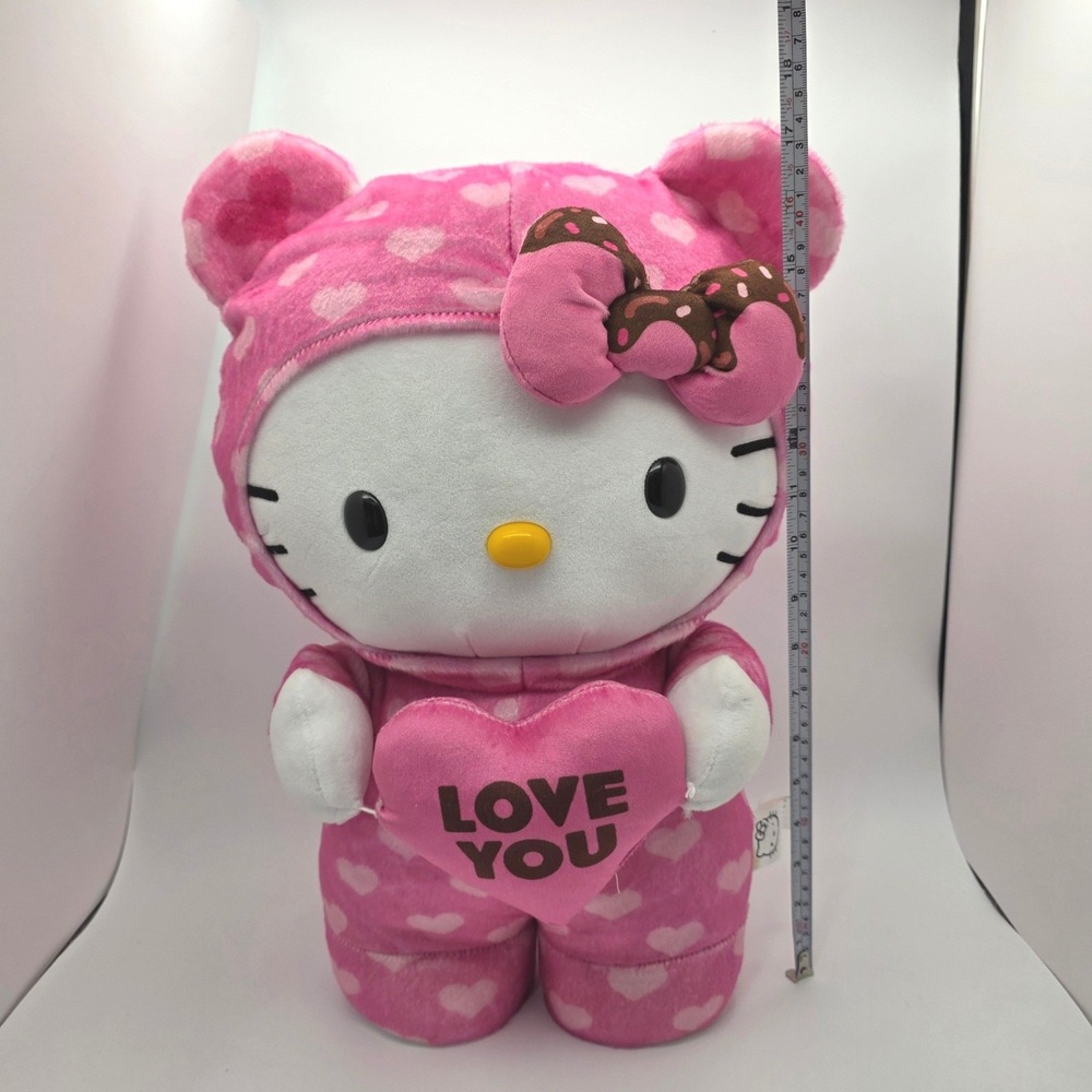 Hello Kitty Valentines Day Greeter Plush Pink Heart Pajama Toy Love You Pillow - Picture 2 of 13